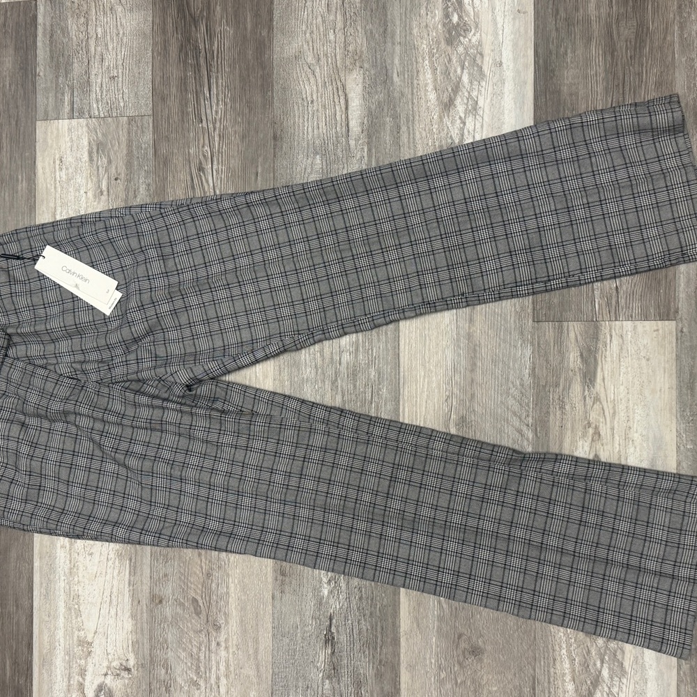 Calvin Klein Gray and Black Plaid Pants